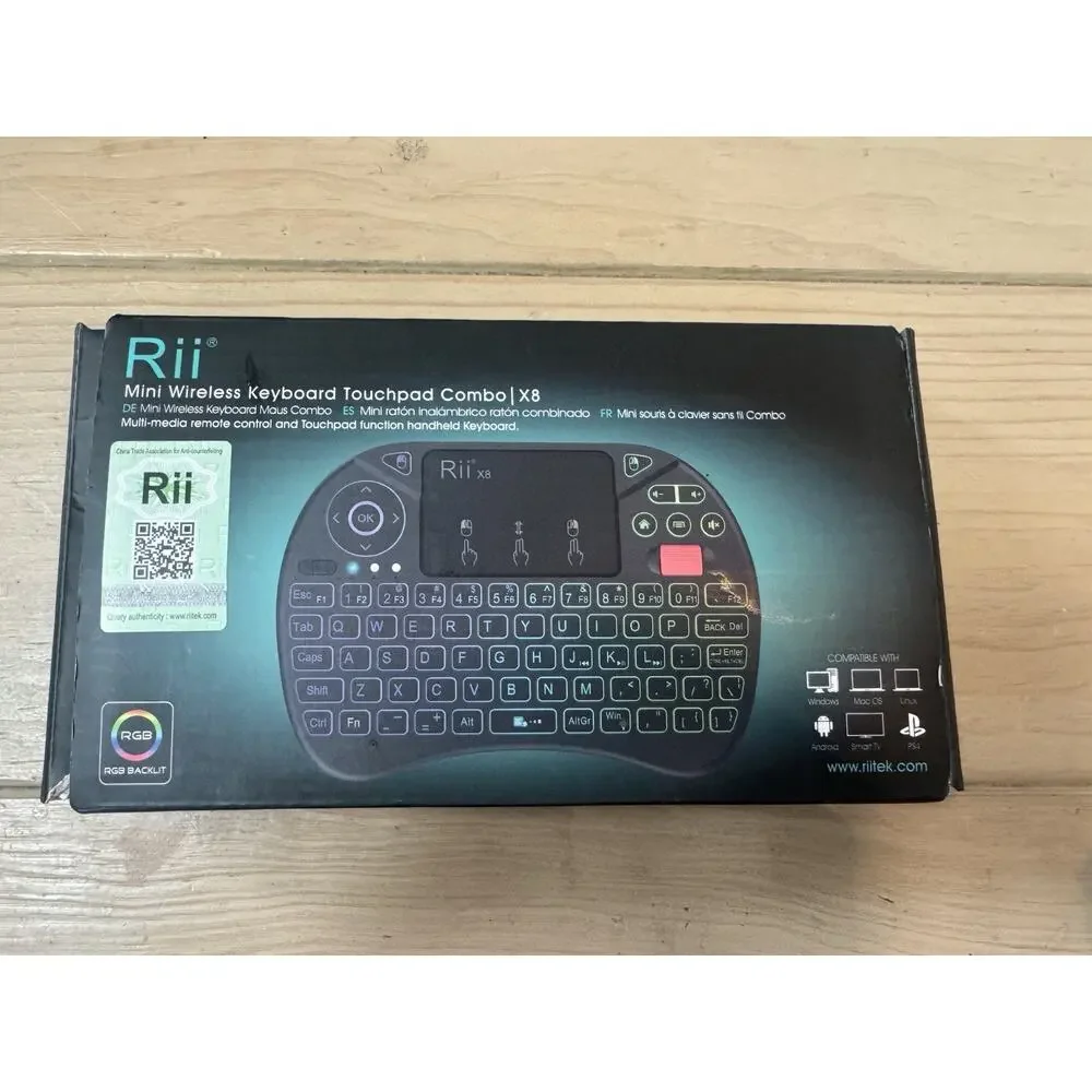 Rii X8 Mini Wireless Keyboard Touchpad Combo RGB Backlit Smart TV PC New OB